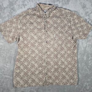 Columbia Shirt Mens XXL 2XL Casual Button Down Brown River Lodge Short Sleeve‎
